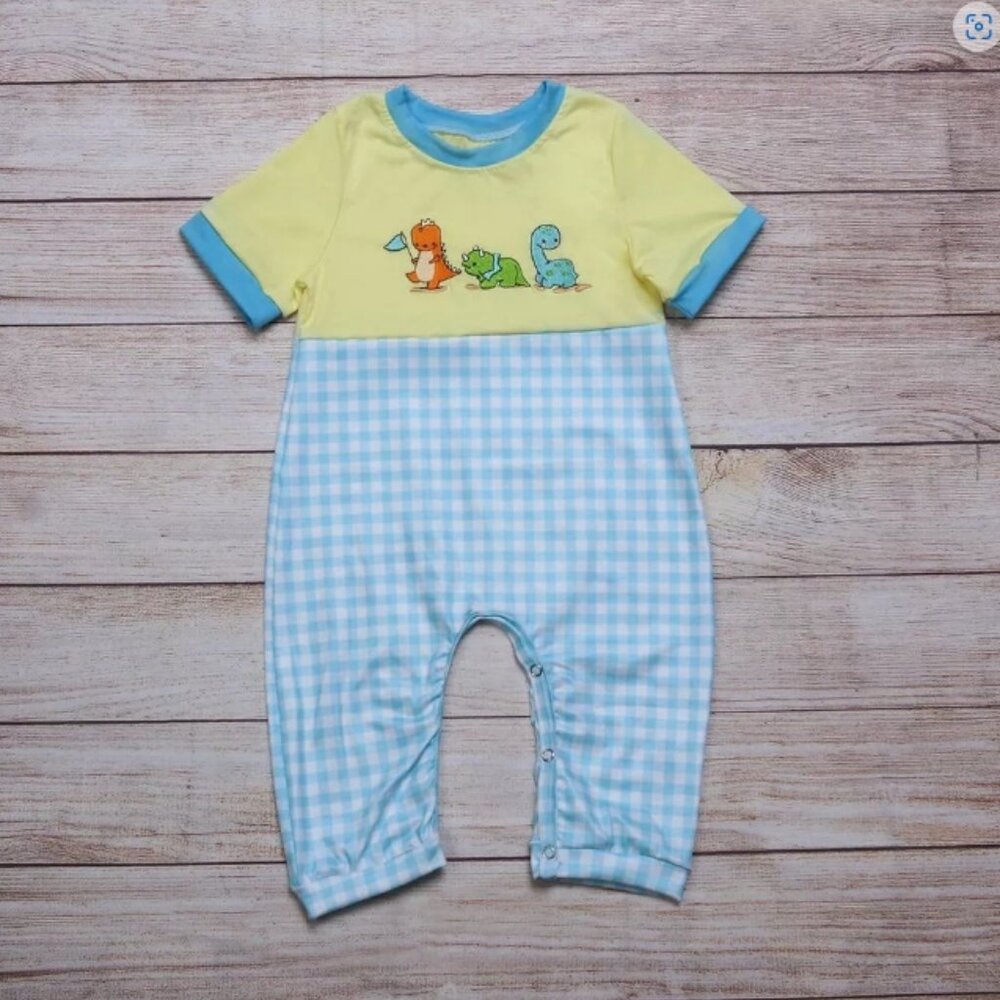 Boutique Dinosaur Baby Boys Short Sleeve Romper Jumpsuit